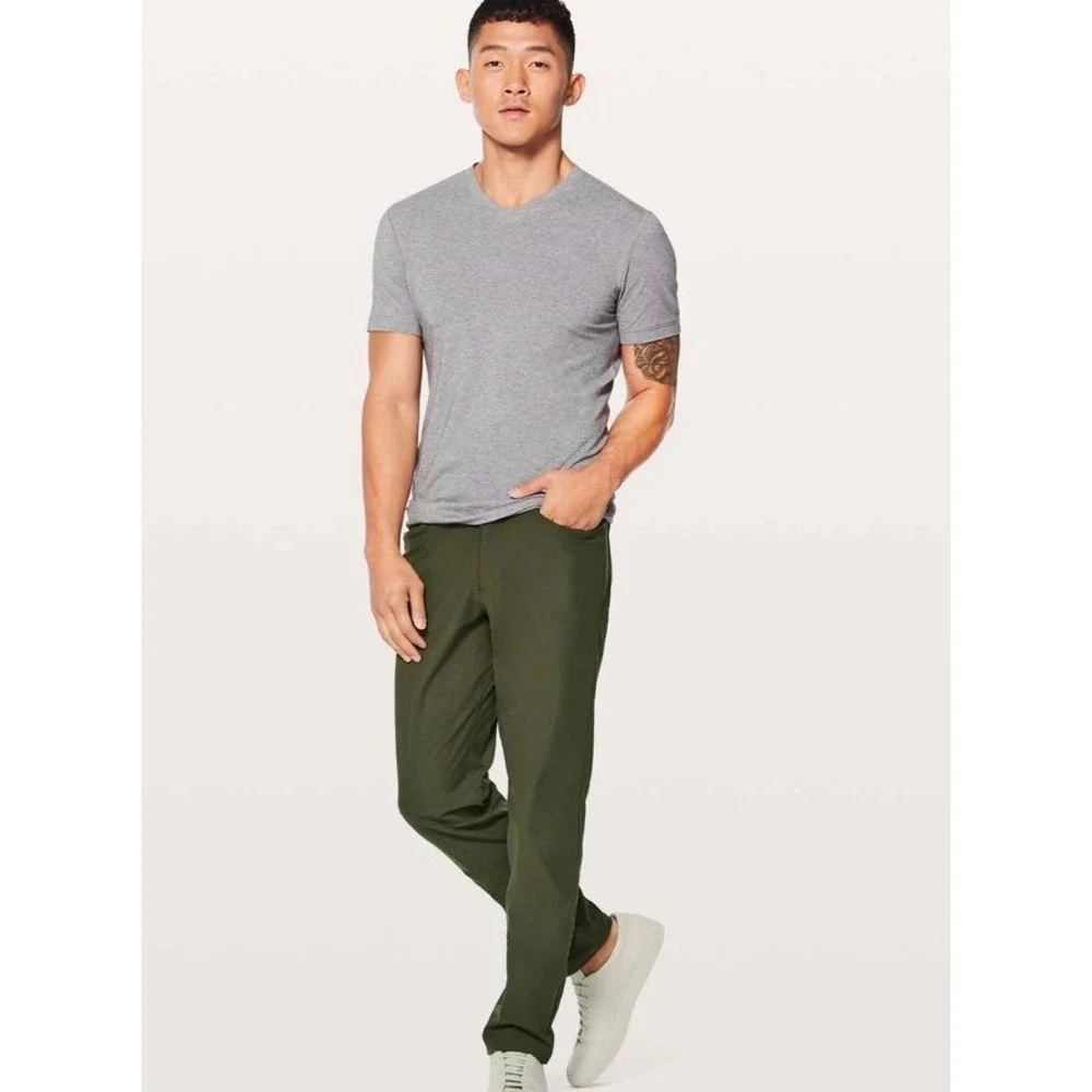 Lululemon Commission Pant Slim Warpstreme‎ Olive Green Mens 38x34 LM5426S